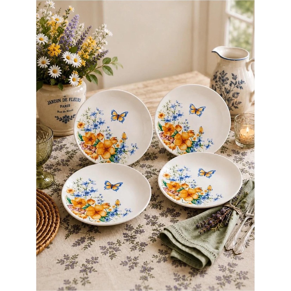 Studio Nova Butterfly Garden Dinner Plates Set of 4 10.5" Floral Cottagecore
